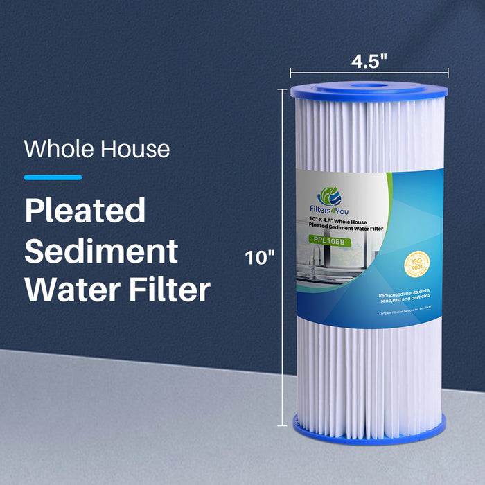 10 x 4.5 Inch  Pentek R50-BB Comparable Whole House Sediment Filter 4 pack