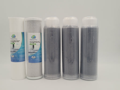 Filters4you – 5 Pack Replacement Water Filter Set Includes Sediment, Carbon Block, Color-Indicating Mix-Bed DI Resin Cartridges Compatible with FS-GW-CB Models – RO/DI System Replacement Filter Set