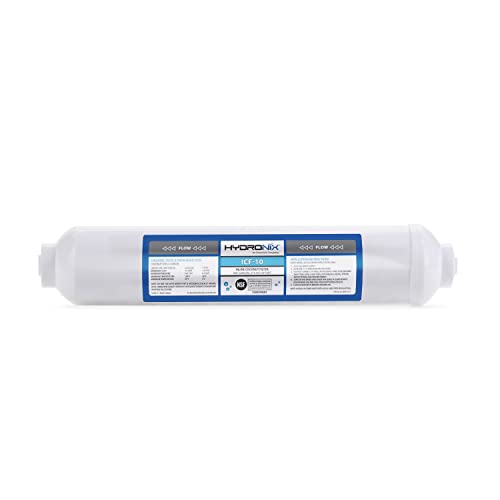 Hydronix ICF-10 RO Reverse Osmosis Post Polishing, Fridge and Ice Inline Coconut GAC Water Filter, 2000 Gal, 1/4" NPT