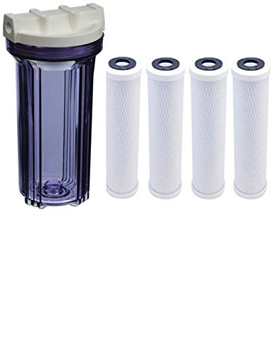 CFS – 4 Pack Water Filters Cartridge with Filter Housing Compatible with HF2-10CLWH12, CCI-10CLW12 Model – Replacement Cartridge 2.5” x 10” Water Filtration System