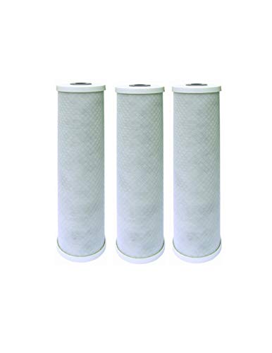 Compatible for Coconut Shell Water Filter Cartridge | Activated Carbon Block CTO | Universal 5 Micron 10 inch Cartridge | Compatible with DWC30001, WFPFC8002, FXWTC, WHEF-WHWC, WHKF-WHWC (3-Pack)