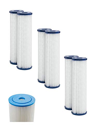 CFS – 6 Pack Sediment Water Filters Cartridge Compatible with WHKF-WHPL & GE FXWPC 5 micron– Removes Bad Taste & Odor – Whole House Replacement Cartridge 2.5” x 9.75” Water Filtration System