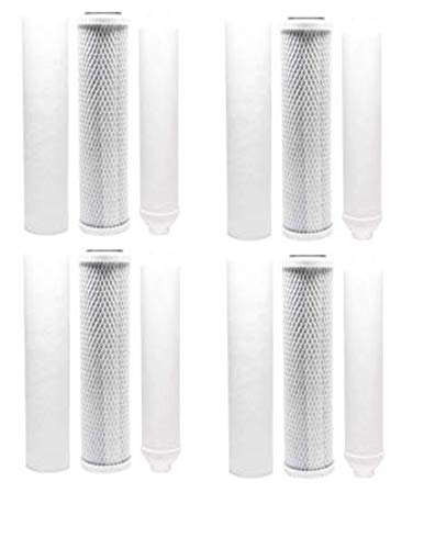 Replacement Filter Kit Compatible with Puromax PC4 RO System - Includes Carbon Block Filter, PP Sediment Filter & Inline Filter Cartridge