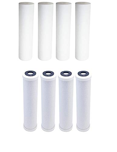 4-Pack Replacement Filter Kit Compatible with Watts WP2-BVC RO System - Includes Carbon Block Filter & PP Sediment Filter