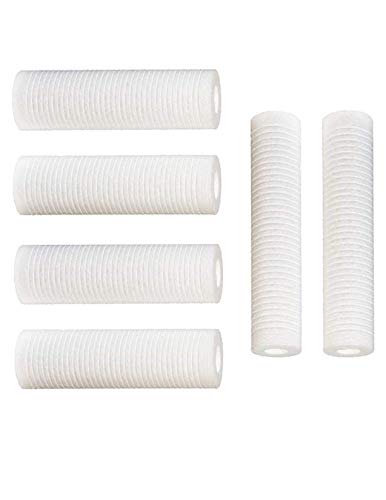 Compatible with 6 pk 10"x2.5" 5 Micron Grooved Sediment Melt Blown Filters Cartridges (Compatible Replace Aqua-Pure AP110, WHCF-GD05, Watts FPMBG-5-975)