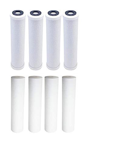 4-Pack Replacement Filter Kit Compatible with Krystal Pure KR10 RO System - Includes Carbon