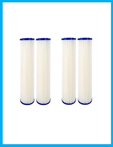 CFS –Pleated Water Filters Cartridge – Remove Bad Taste & Odor – Whole House Replacement Cartridge Water Filtration System - (0.35) Sub-Micron, White, 4 Pack