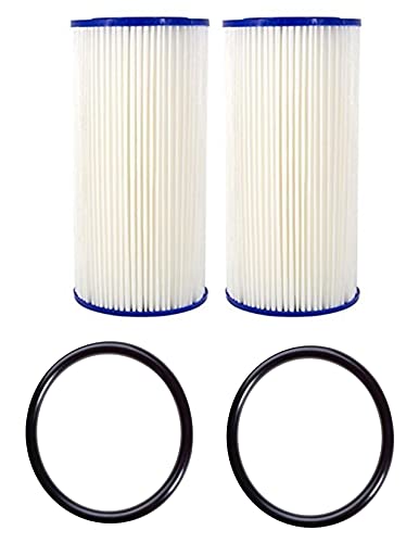 CFS - 2 Pack Universal Water Filter Cartridges Compatible with AO-WH-PREL-RP, HDX HDX4PF4, (2) O Rings - Sediment Replacement Cartridge – Whole House 9-7/8 x 4-1/2 x 1-1/10 Inches Filtration System