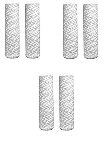 CFS – 6 Pack String Wound Water Filters Cartridge Compatible with WHKF-WHSW Model – Removes Bad Taste and Odor – Replacement Sediment Water Filter Cartridge -10" inch, 5-Micron, White