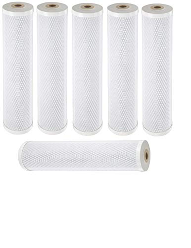 CFS – 6 Pack Activated Carbon Sediment Water Filters Cartridge Compatible with 155263, RFFE20-BB – Remove Bad Taste & Iron Reduction – Whole House Replacement 20" Filtration System, 5-Micron