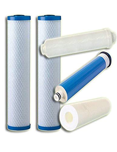 CFS –5 Pack Water Filters Cartridge and Membrane Kit Compatible with RO5-35 Model – Sediment Water Filter Replacement Cartridge – 10”