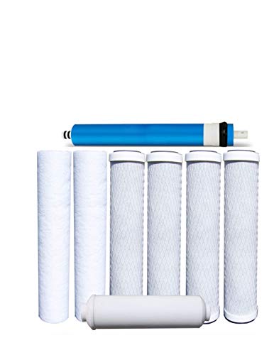 CFS –8 Pack Water Filters Cartridge and Membrane Compatible with Universal 5-Stage Under Sink Reverse Osmosis Annual Replacement Filter Model – 10"