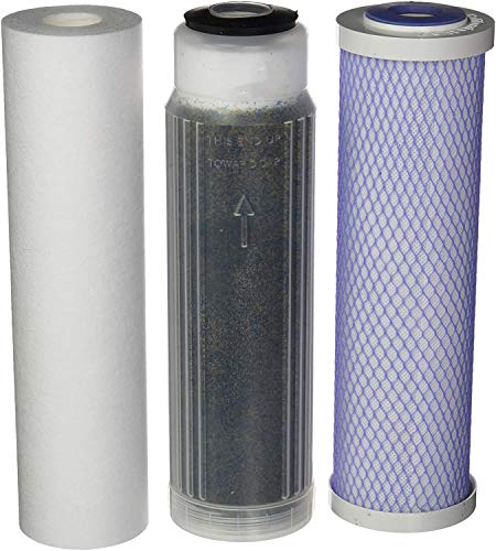 CFS –Water Filters Cartridge Kit Compatible with RO/DI Media – Whole House Replacement Cartridge, 1 Micron, Carbon Block & Mixed-Bed Deionization Cartridge, Pack of 3