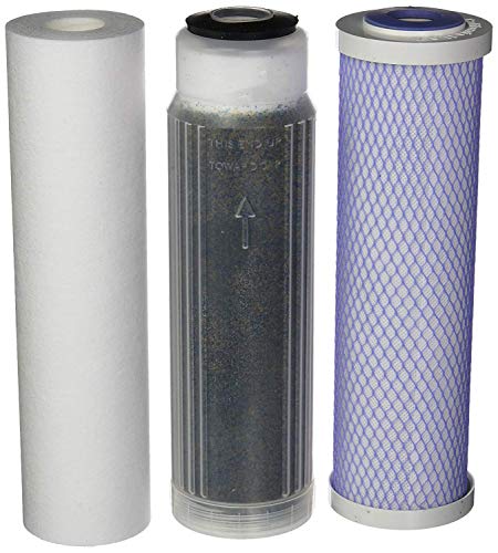 CFS –Water Filters Cartridge Kit Compatible with RO/DI – Replacement Sediment Cartridge, Carbon Cartridge, Color Indicating DI Cartridge Filled with MBD-30 Nuclear Grade Resin, Pack of 3