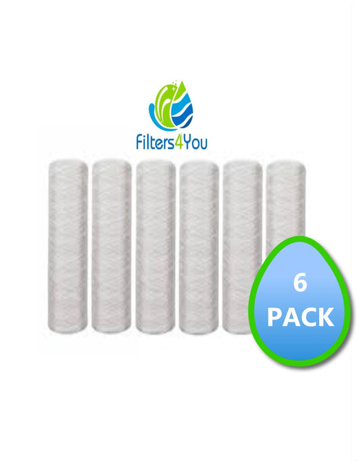 6-Pack of 1 Micron Wound String Sediment Water Filter Cartridges 10"x2,5" for RO