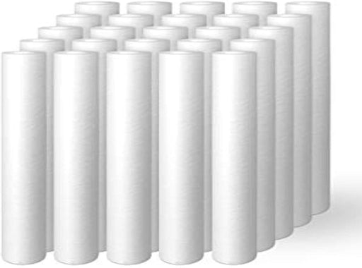 Sediment Water Filter Cartridge 10"x 2.5", Four Layers of Filtration, Removes Sand, Dirt, Silt, Rust, made from Polypropylene (25 Pack, 1 Micron)