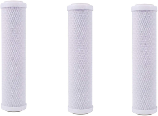 3 X Universal 10 inch Carbon Block filter cartridge for Whole House Filter - 5 micron (NSF Listed) - replaces WFPFC8002, Watts HW-LD, GE FXWTC and more