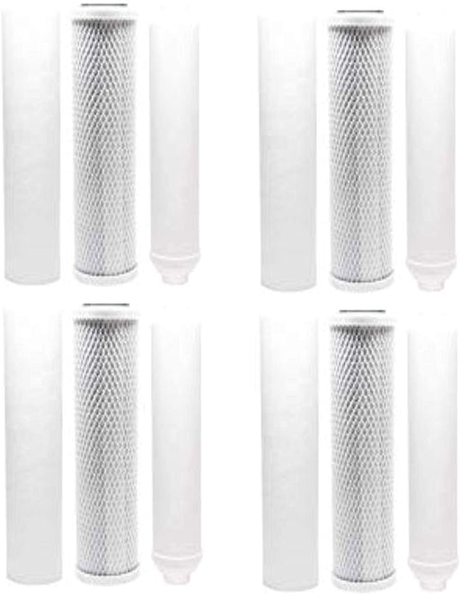 Replacement Filter Kit Compatible with Puromax PC4 RO System - Includes Carbon Block Filter, PP Sediment Filter & Inline Filter Cartridge